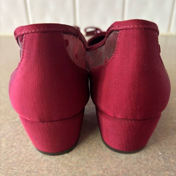 Salvatore Ferragamo Satin Vara Bow Mesh Polka Dot Preppy Luxury Office Heels 7.5 - Picture 6 of 9